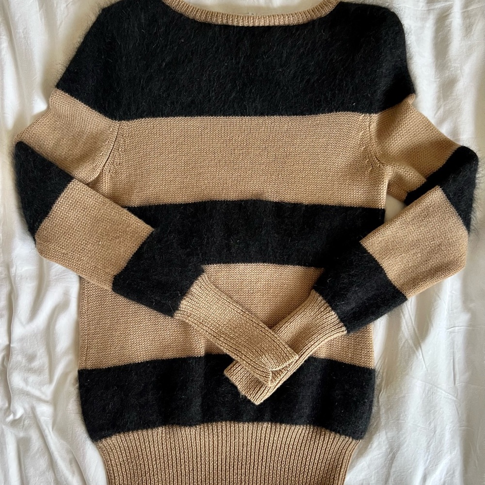 Iris & Ink Striped Sweater — Black & Beige, M - Picture 3 of 11